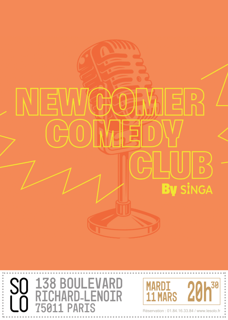 Affiche du New Comer Comedy Club avec Lotfi Abdelli, Maoulé, Saj, Zaef, Djinda Kane